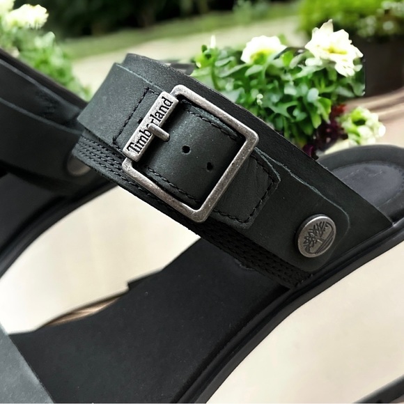 NIB Timberland Koralyn 2 Band Wedge Black Nubuck Slingback Sandal 9M 40 - Picture 9 of 14